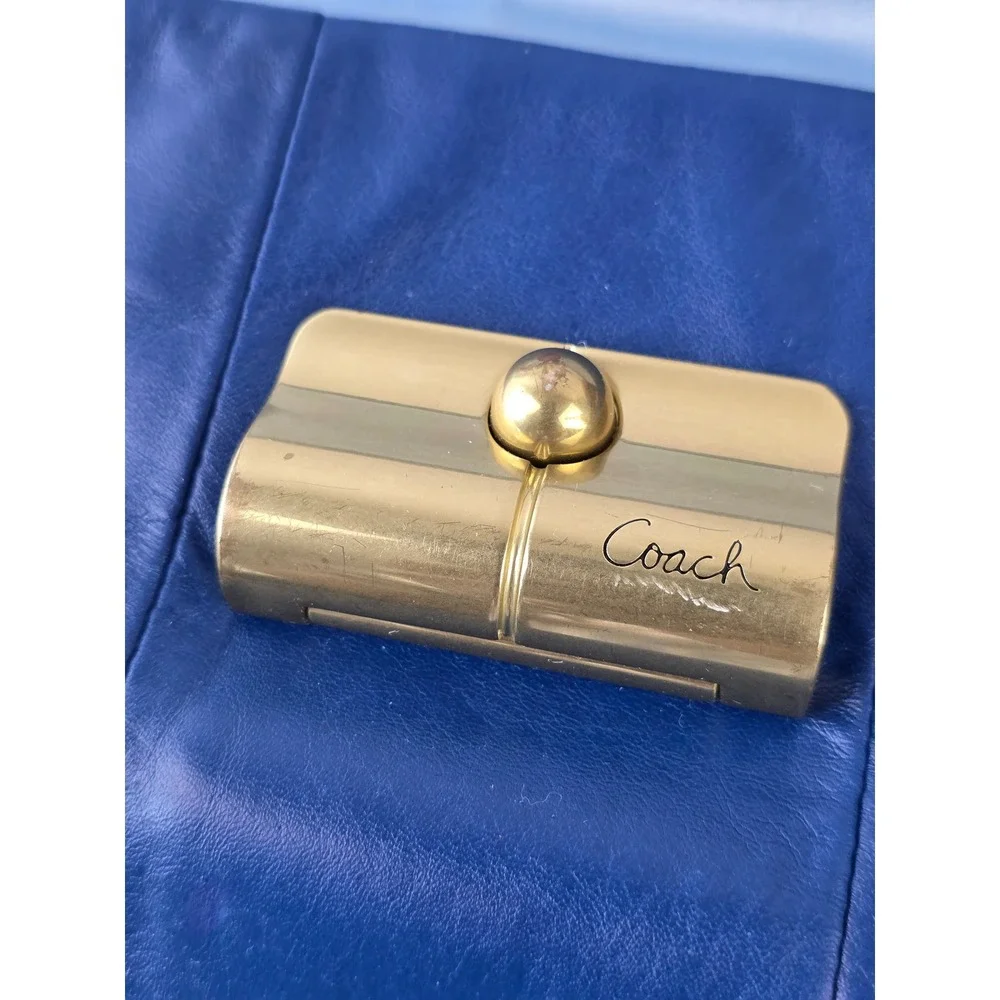 Coach Kristen Cobalt Blue Leather Shoulder Bag Gold Hardware 18609 Tie Tassel
